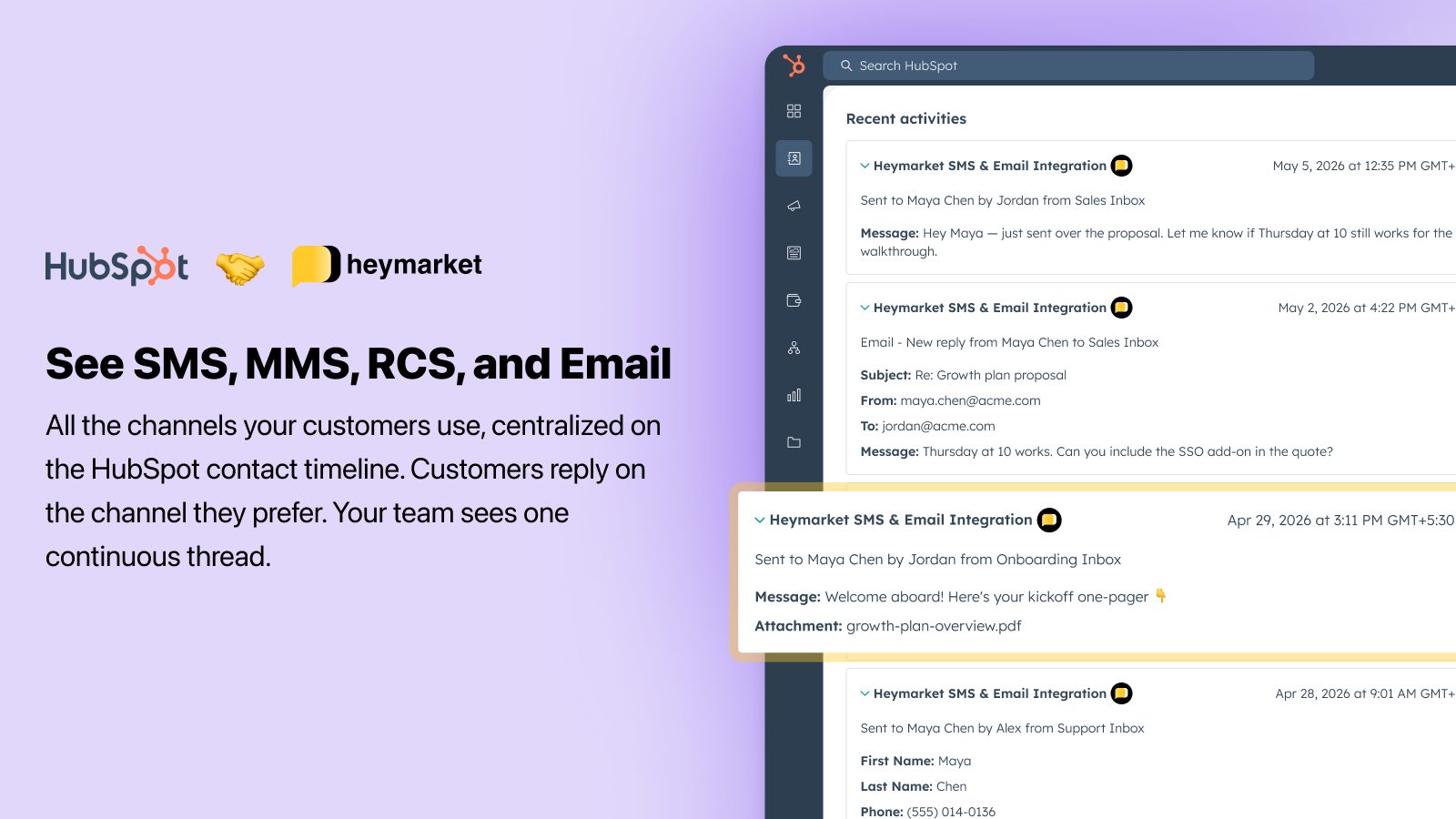 See SMS, MMS, RCS, and email in one timeline