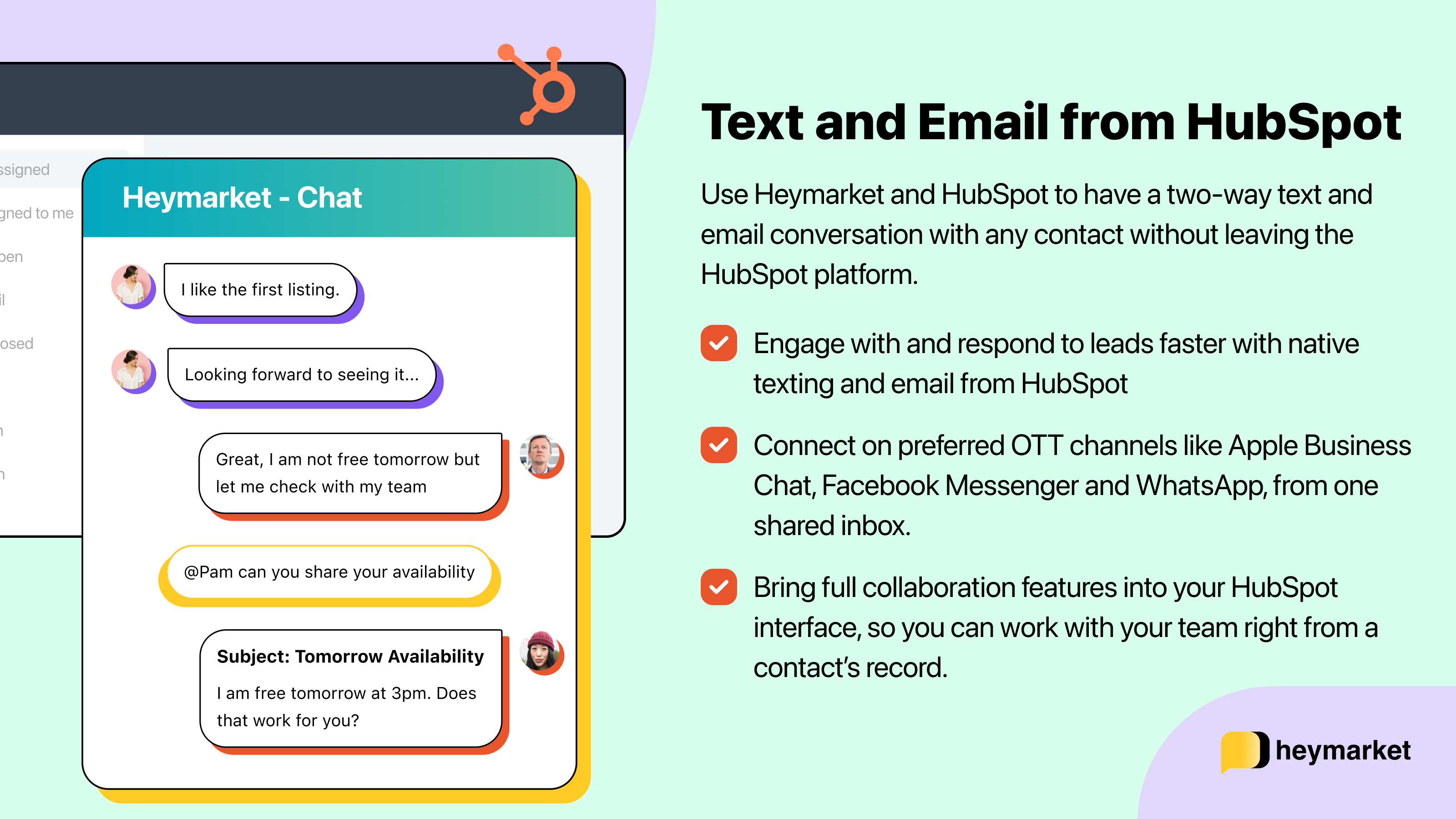 Text and email from HubSpot