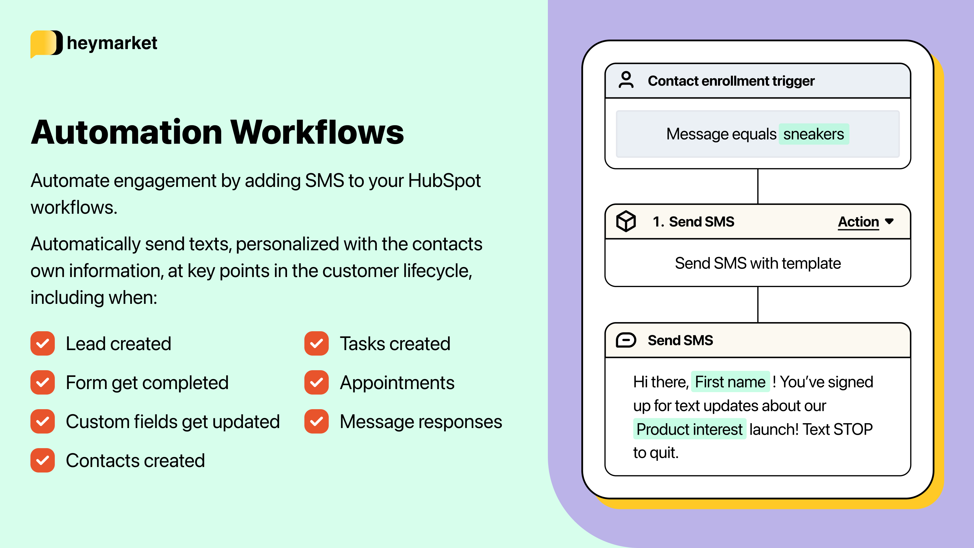 Add text messaging to HubSpot Workflows